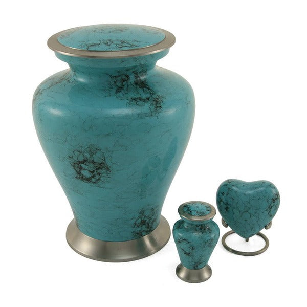 Large Funeral Cremation Urn for ashes, 200 Cubic Inches - Glenwood Blue Marble