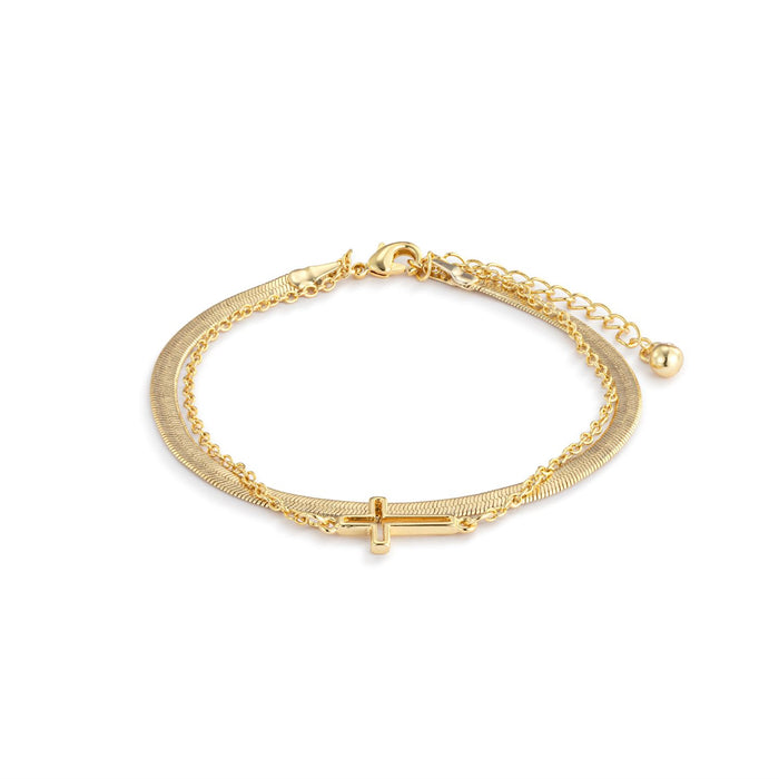Layered Cross Charm Bracelet