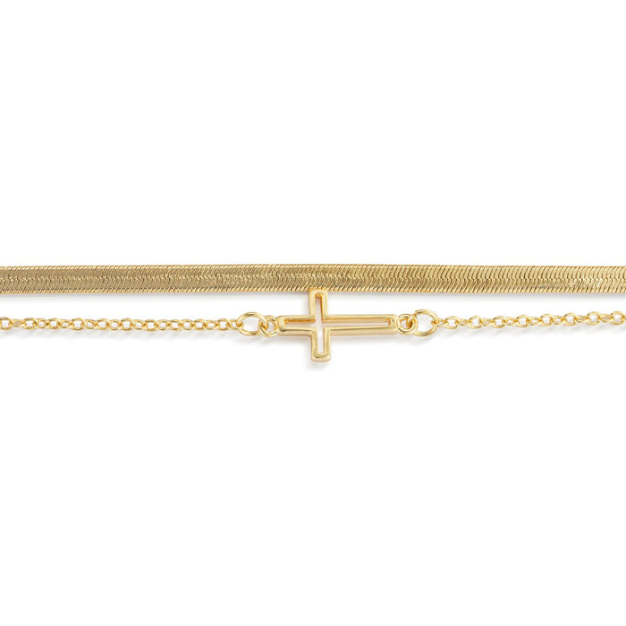 Layered Cross Charm Bracelet