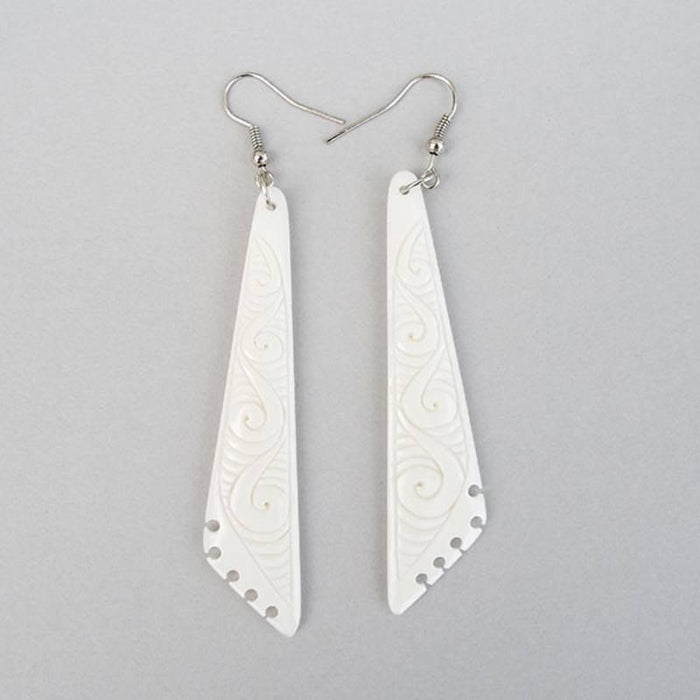 Maori Long Bone Drop Earrings - ShopNZ