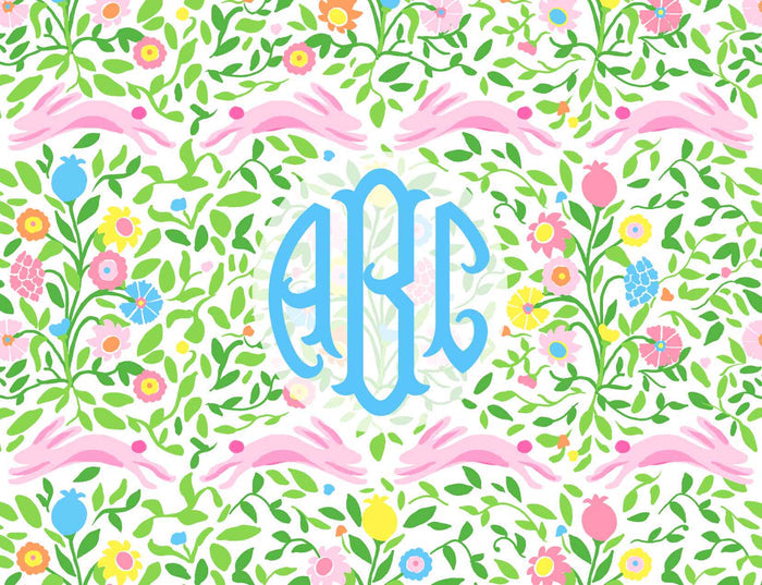 Mughal Bouquet Stripe Personalized Easter Folded Note Cards
