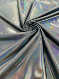 Mystique Spandex Foil Fabric - Black - Nylon/Spandex Iridescent Foggy Foil Fabric  4 Way Stretch 58/60" By Yard