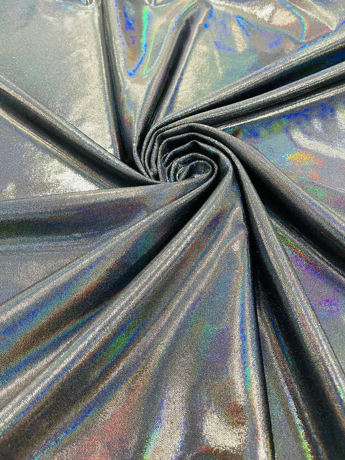 Mystique Spandex Foil Fabric - Black - Nylon/Spandex Iridescent Foggy Foil Fabric  4 Way Stretch 58/60" By Yard