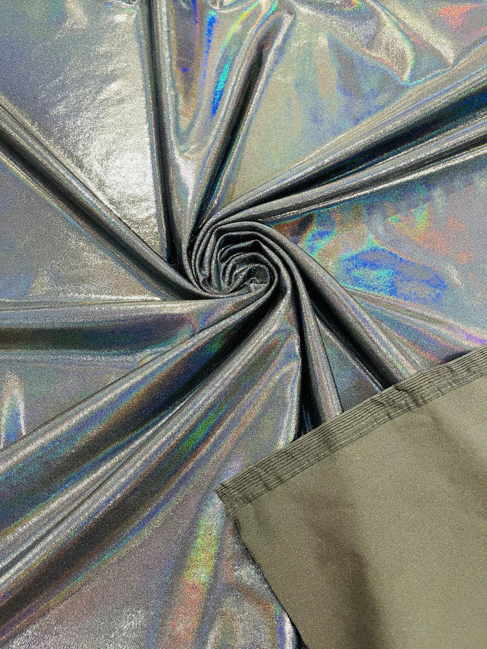 Mystique Spandex Foil Fabric - Black - Nylon/Spandex Iridescent Foggy Foil Fabric  4 Way Stretch 58/60" By Yard