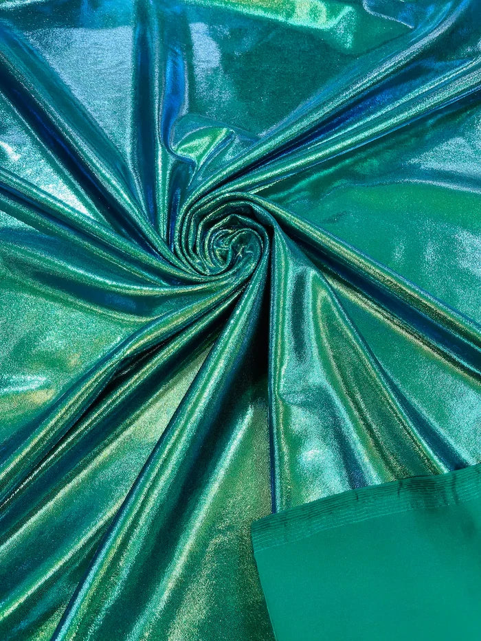 Mystique Spandex Foil Fabric - Green - Nylon/Spandex Iridescent Foggy Foil Fabric  4 Way Stretch 58/60" By Yard