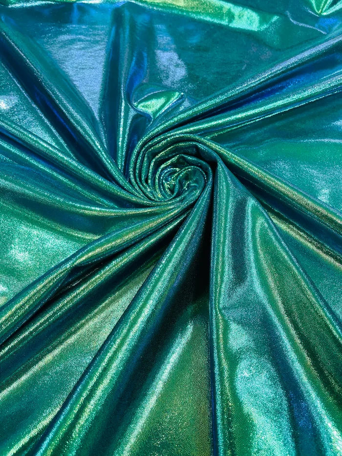 Mystique Spandex Foil Fabric - Green - Nylon/Spandex Iridescent Foggy Foil Fabric  4 Way Stretch 58/60" By Yard