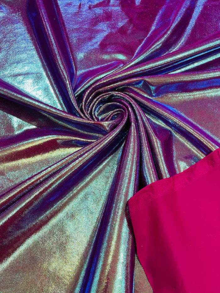 Mystique Spandex Foil Fabric - Magenta - Nylon/Spandex Iridescent Foggy Foil Fabric  4 Way Stretch 58/60" By Yard