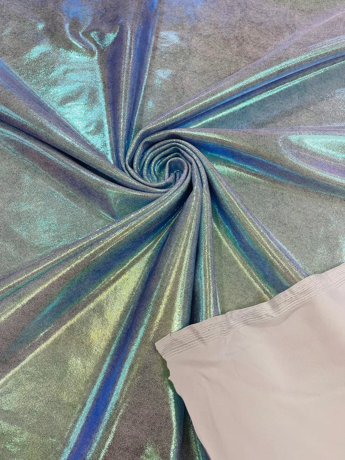Mystique Spandex Foil Fabric - Pearl - Nylon/Spandex Iridescent Foggy Foil Fabric  4 Way Stretch 58/60" By Yard