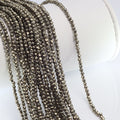 Natural Pyrite 2mm Faceted Rounds Bead Strand