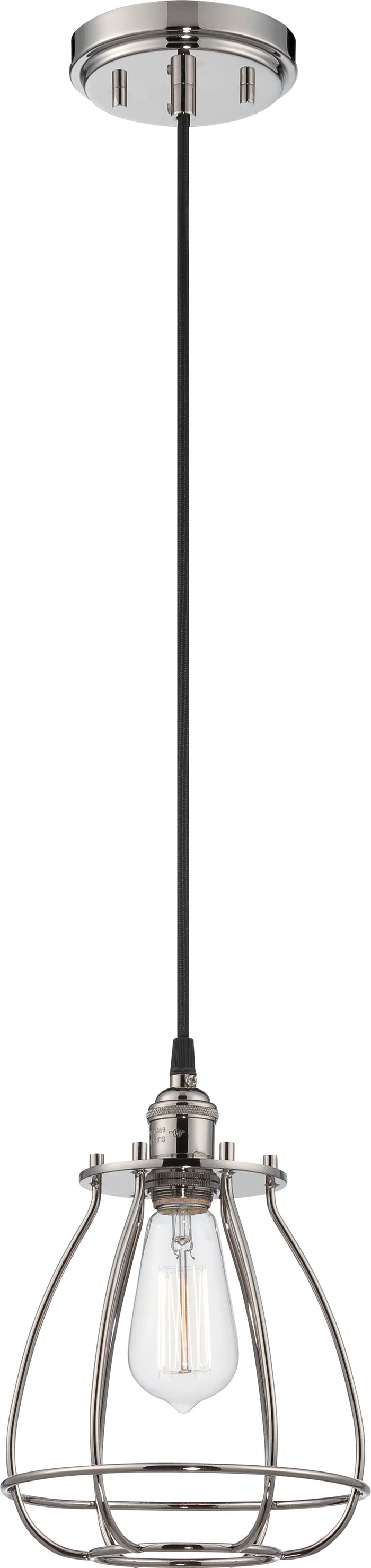Pendant Nuvo 60-5401 Vintage - 1 Light - Caged Pendant - Vintage Lamp Included - Polished Nickel Finish Nuvo