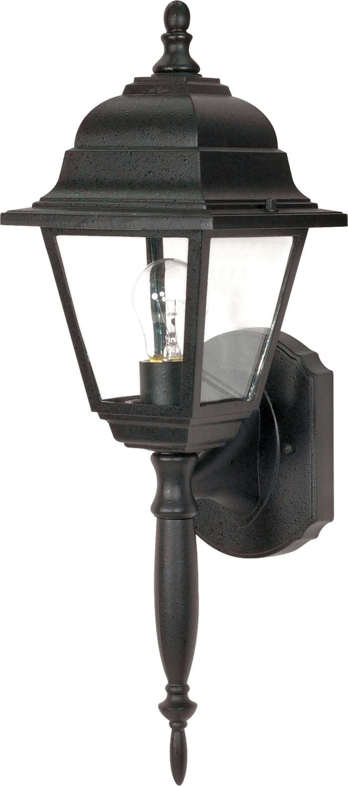Wall Lantern Nuvo 60-542 Briton - 1 Light - 18 in. - Wall Lantern with Clear Seed Glass - Textured Black Finish Nuvo