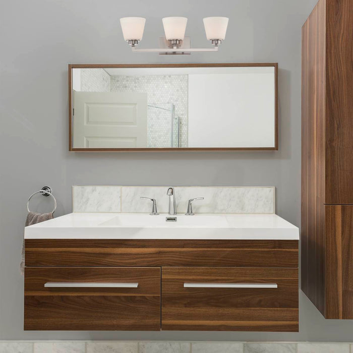 Vanity Nuvo 60-5453 Mobili - 3 Light - Vanity Fixture with Satin White Glass - Brushed Nickel Finish Nuvo
