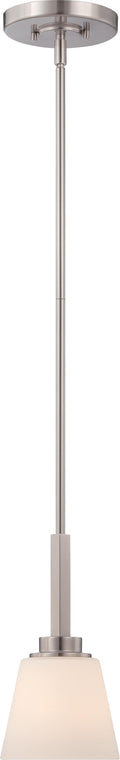 Mini Pendant Nuvo 60-5457 Mobili - 1 Light - Mini Pendant with Satin White Glass - Brushed Nickel Finish Nuvo