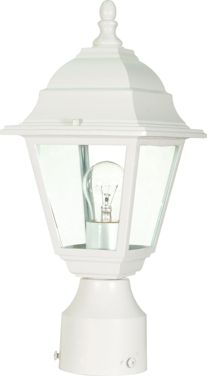 Post Lantern Nuvo 60-546 Briton - 1 Light - 14 in. - Post Lantern with Clear Glass - White Finish Nuvo