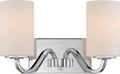 Vanity Nuvo 60-5802 Willow - 2 Light - Vanity Fixture with White Glass - Polished Nickel Finish Nuvo