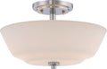 Semi Flush Nuvo 60-5806 Willow - 2 Light - Semi-Flush Fixture with White Glass - Polished Nickel Finish Nuvo