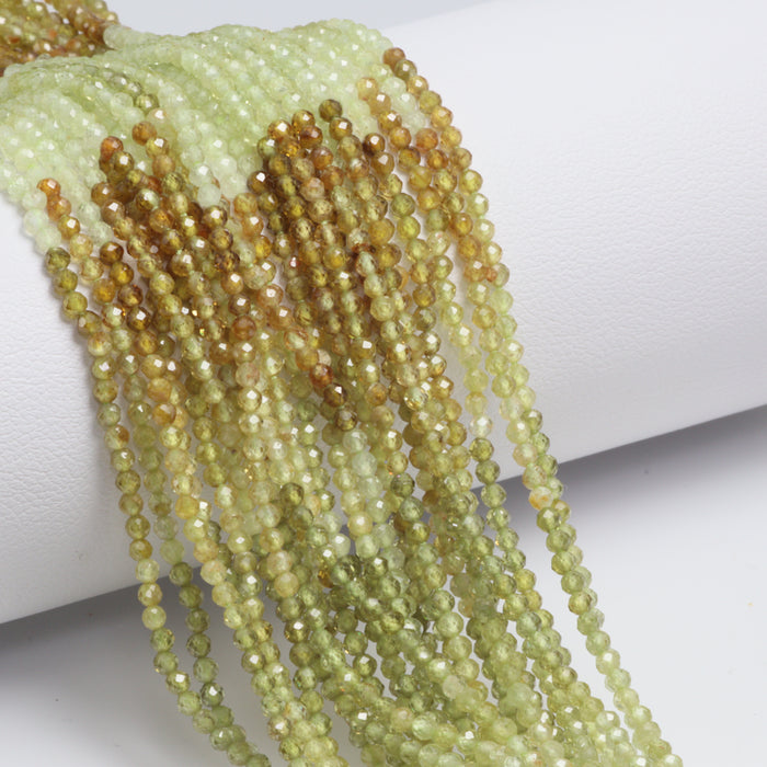 Ombre Green Grossular Garnet 2mm Faceted Rounds