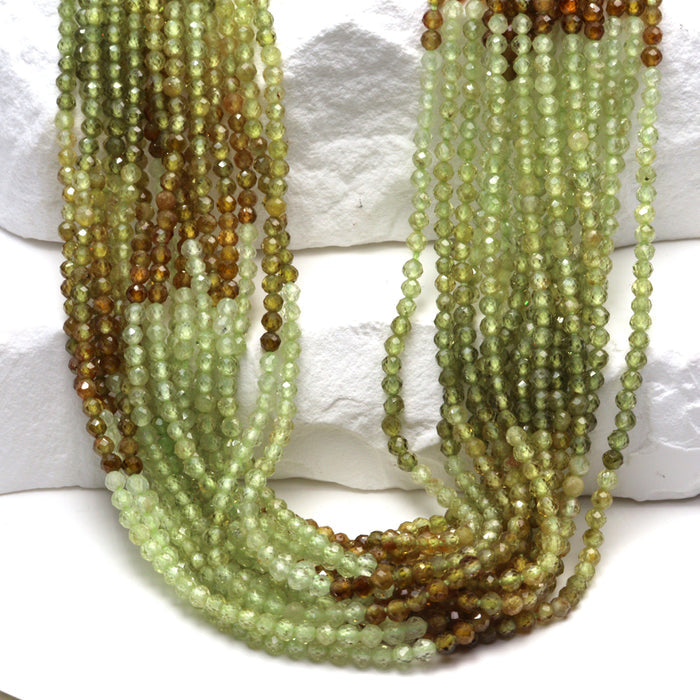Ombre Green Grossular Garnet 2mm Faceted Rounds