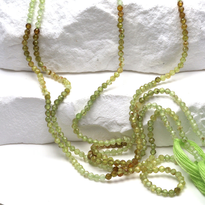Ombre Green Grossular Garnet 2mm Faceted Rounds