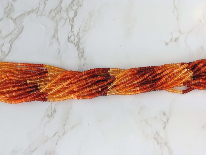 Ombre Orange Mexican Fire Opal 3.5mm Faceted Rondelles