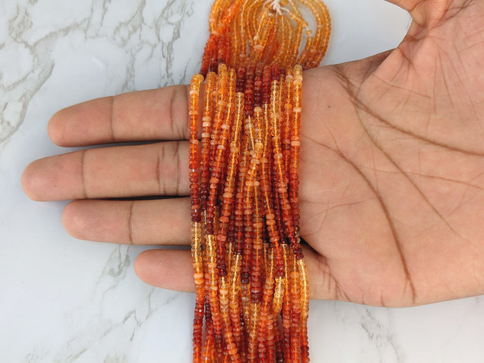 Ombre Orange Mexican Fire Opal 3.5mm Faceted Rondelles