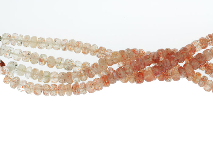 Ombre Orange Sunstone 7mm Faceted Rondelles