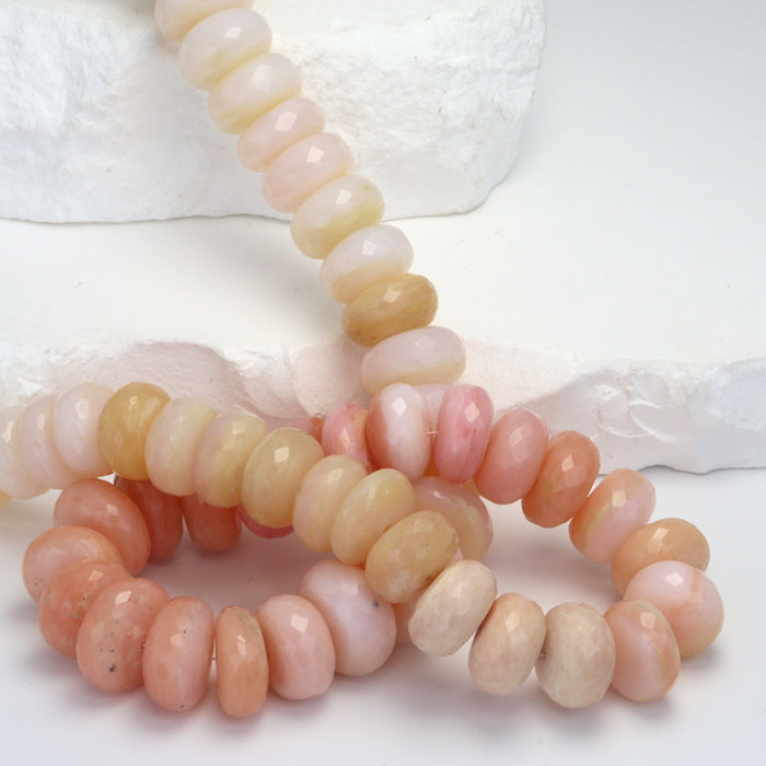 Ombre Pink Opal 11mm Faceted Rondelles