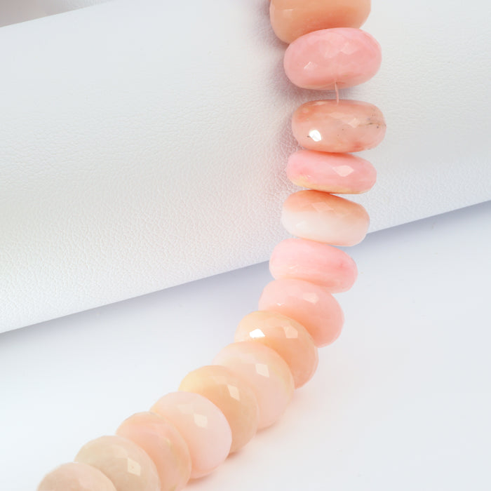 Ombre Pink Opal 13mm Faceted Rondelles