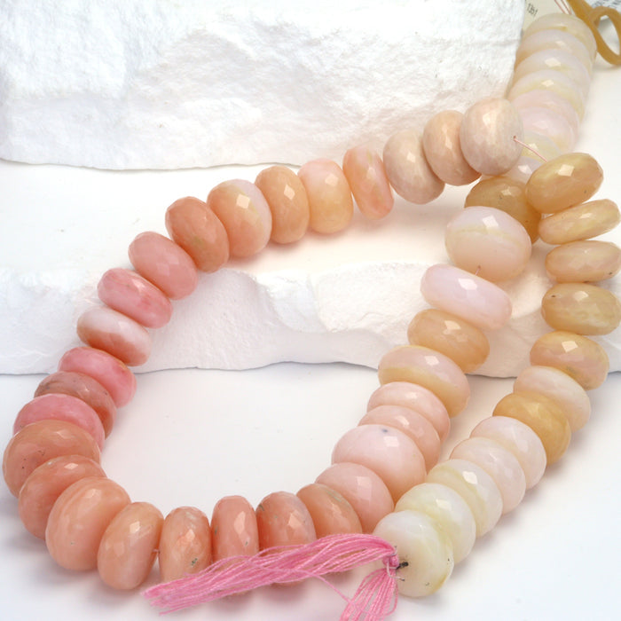 Ombre Pink Opal 13mm Faceted Rondelles