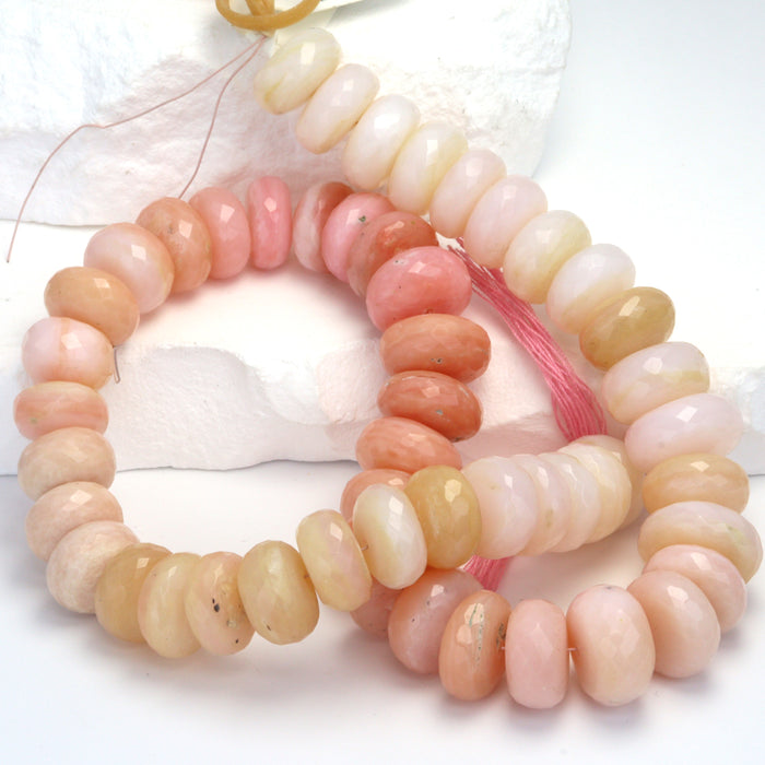 Ombre Pink Opal 13mm Faceted Rondelles