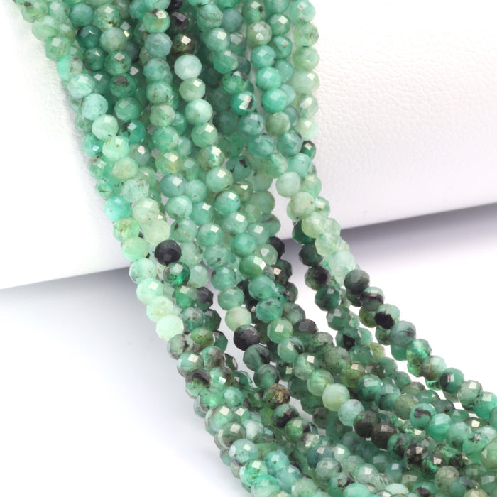 Ombre Sakoda Emerald 2.5mm Faceted Rondelles Bead Strand