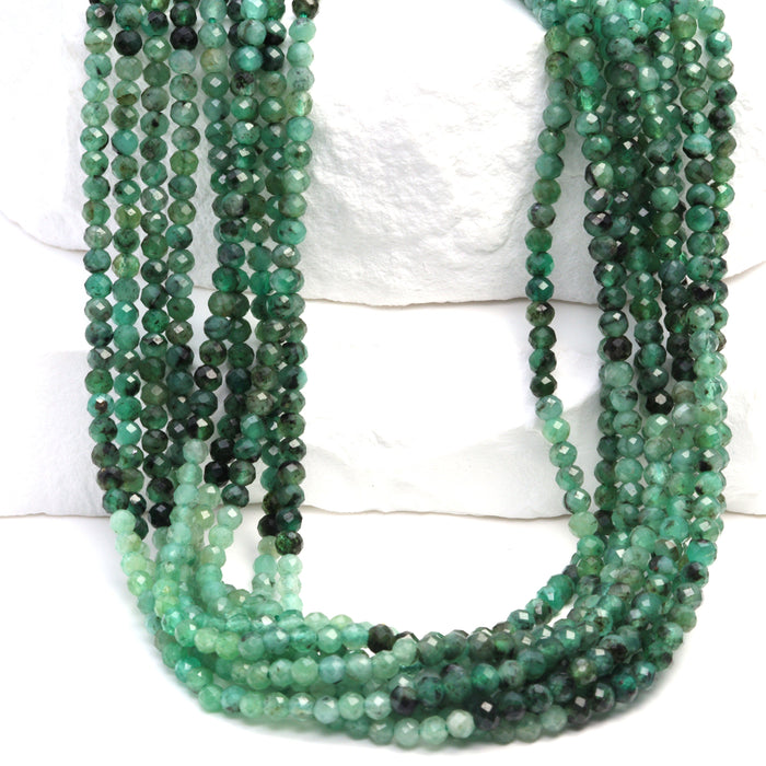Ombre Sakoda Emerald 2.5mm Faceted Rondelles Bead Strand