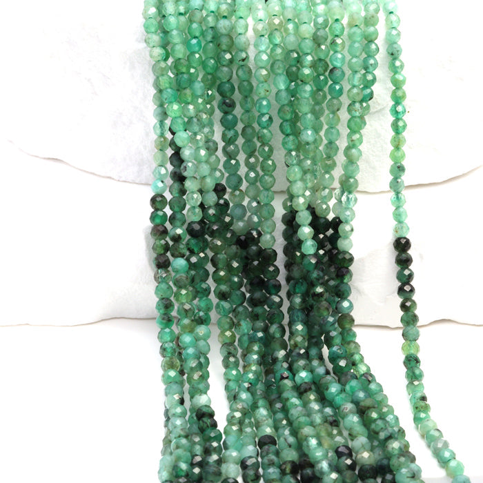 Ombre Sakoda Emerald 2.5mm Faceted Rondelles Bead Strand