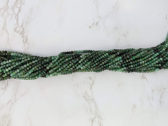 Ombre Sakoda Emerald 3.5mm Faceted Rondelles