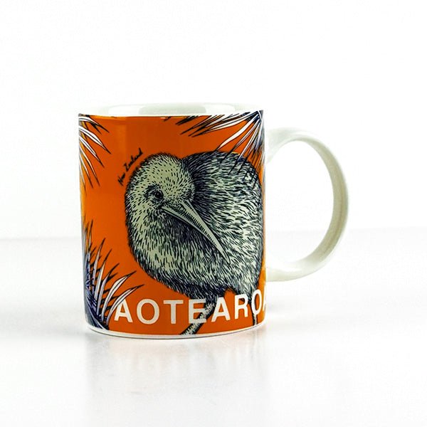 Orange and Navy Aotearoa NZ Kiwi Bird Mug - ShopNZ