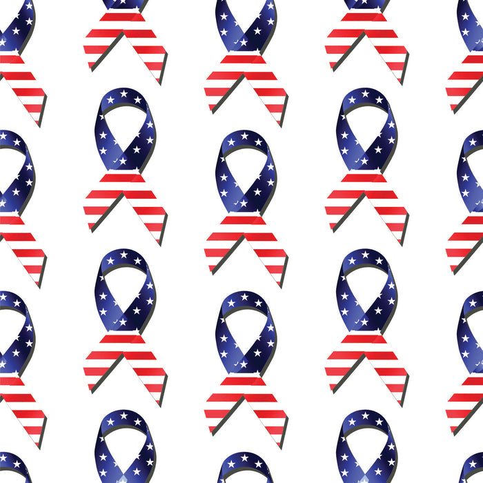 Patriotic Fabric, Red White and Blue Awareness Ribbons, Cotton or Fleece 7124 - Beautiful Quilt
