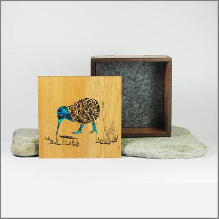 Pretty Wood and Paua Shell Kiwi Trinket Box - ShopNZ