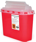 Prevent Sharps Container, 2-Piece, 11H X 12W X 4.75D Inch, 5.4 Quart, Red Base, Horizontal Entry Lid, 1 Count