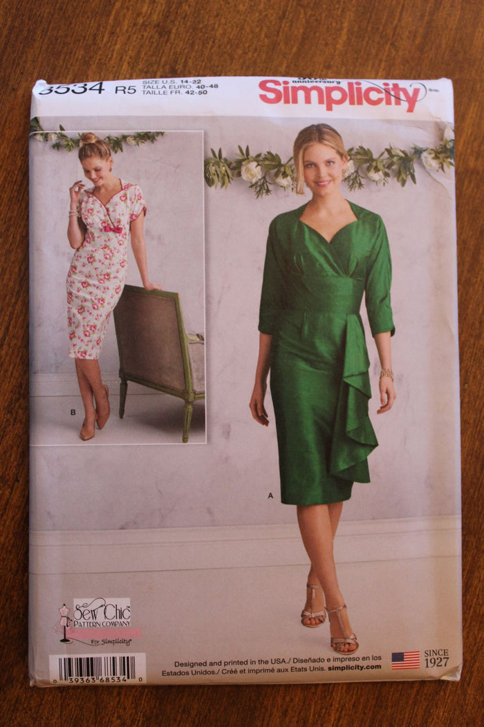 Simplicity 8534, Misses Dresses, Uncut Sewing Pattern, Sz Varies