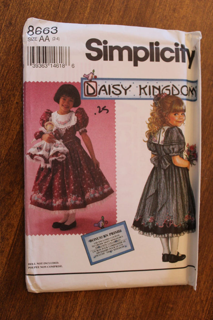 Simplicity 8663, Girls Dresses, Uncut Sewing Pattern, Daisy Kingdom