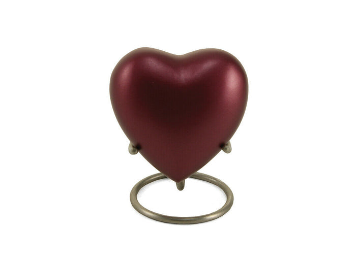Small/Keepsake 3 Cubic In Magenta Aluminum Grecian Heart Funeral Cremation Urn