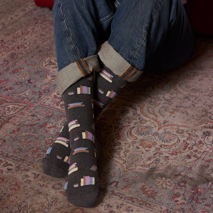 Socks that Give Books | Gray Bookshelves - Gifts for Readers