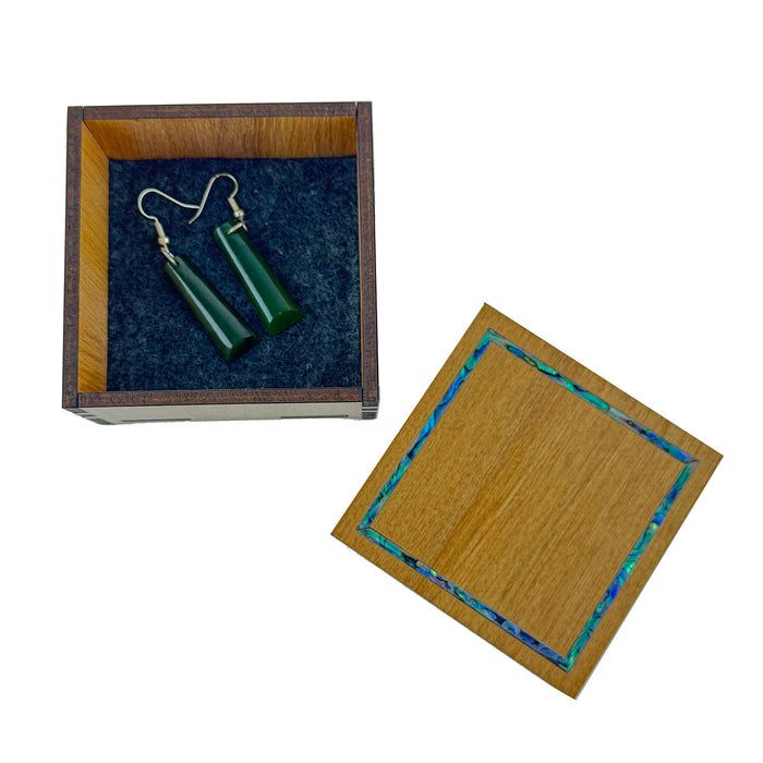 Square Rimu and Paua Jewellery or Trinket Box - Engravable for that Special Occasion - ShopNZ