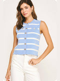 Striped Knit Sleeveless Vest Top