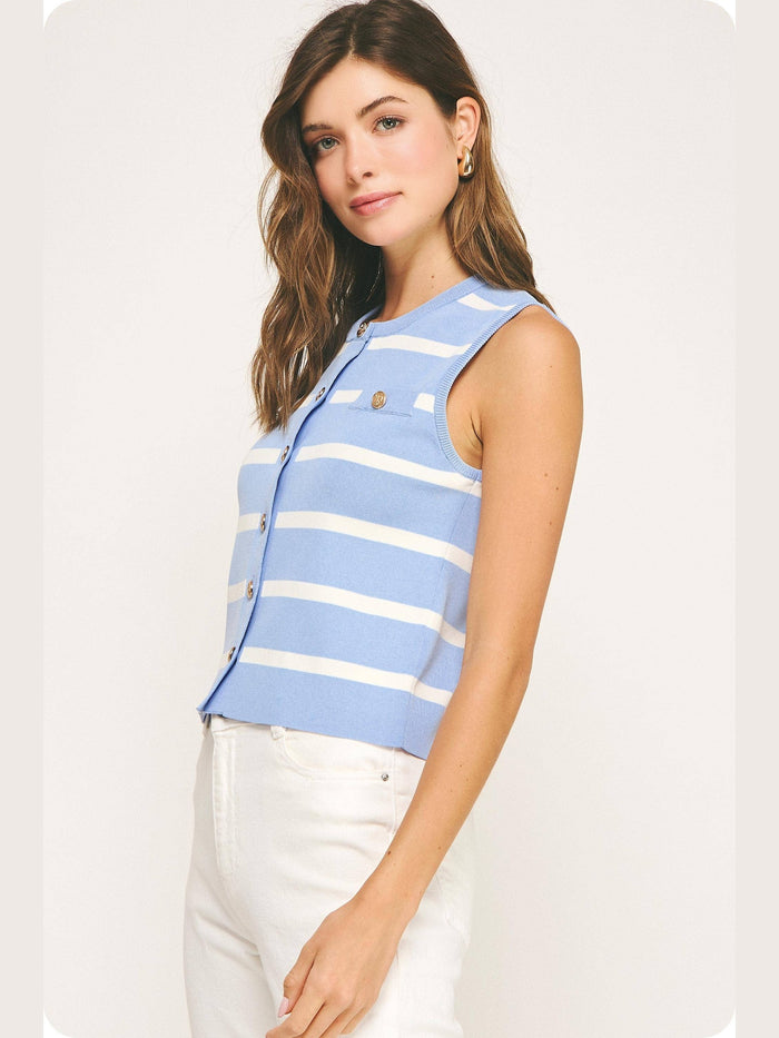 Striped Knit Sleeveless Vest Top