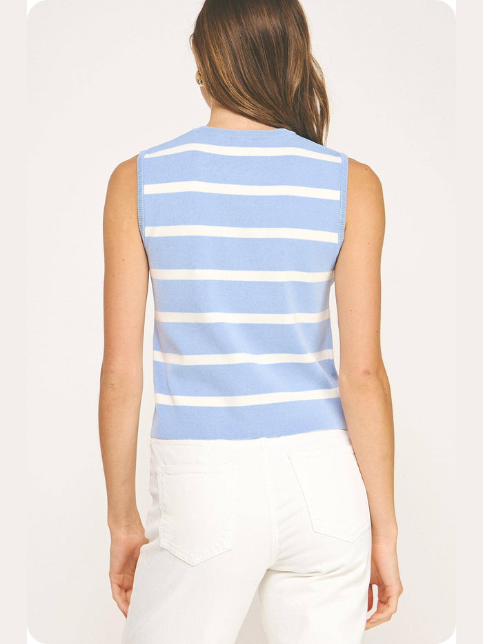 Striped Knit Sleeveless Vest Top
