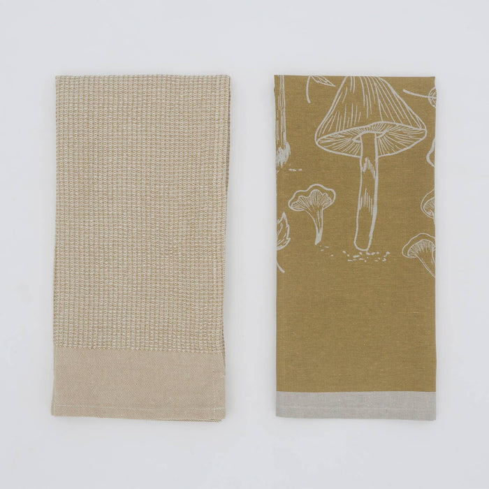 Tea Towel - Mushroom Waffle - Yellow Set of 2