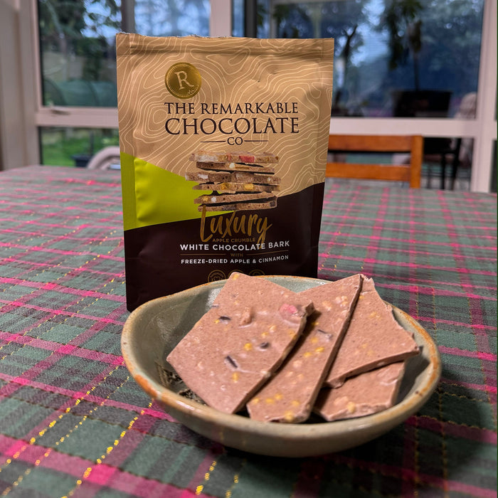The Remarkable Chocolate Co Apple Crumble White Chocolate Bark - ShopNZ