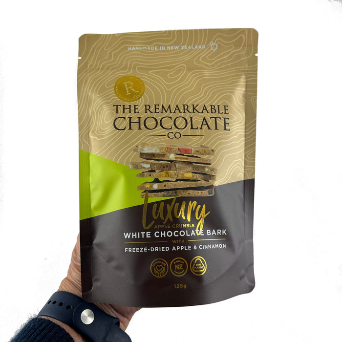 The Remarkable Chocolate Co Apple Crumble White Chocolate Bark - ShopNZ