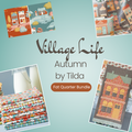 Tilda Village Life Autumn Fat Quarter Bundle, orange floral quilting fabric